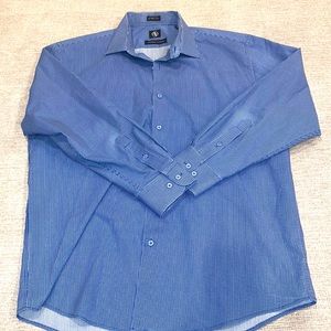 adrienne vittadini mens dress shirts Adrienne Vittadini Slim Fit Button Up Dress Shirt Men's Size XL 17 34/35 Gray